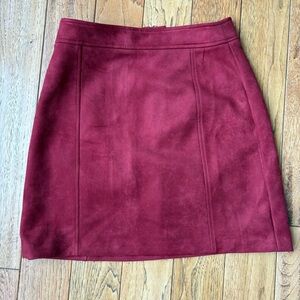 LOFT Burgundy Holiday Red Mini Skirt, Women’s Size 10